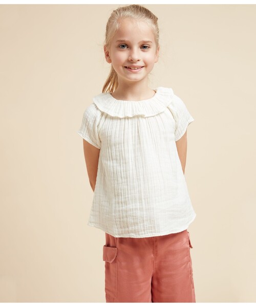 PETIT BATEAU（プチバトー） ブラウス シャツ チュビック半袖ブラウス