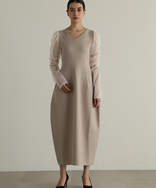 JILL STUART ワンピース チュールドッキングニットドレス