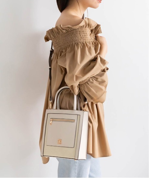 RANDA トートバッグ キャンバス×PU 2WAYトートバッグ レディース