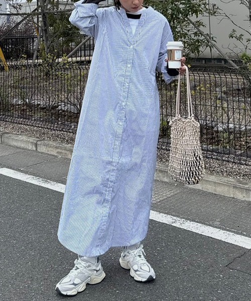 ワンピース Bonjour Bonjour Sagan ワンピース バックデザインVネックワンピース