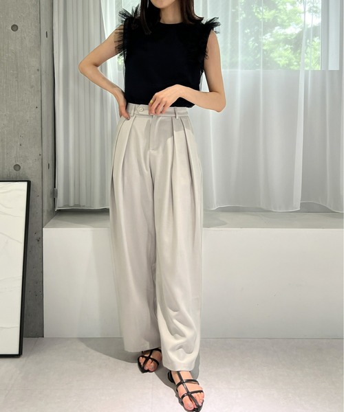 tシャツ チューリップフリルTOPS レディース レディース トップス 長袖 フリル カットソー フリル袖 無地