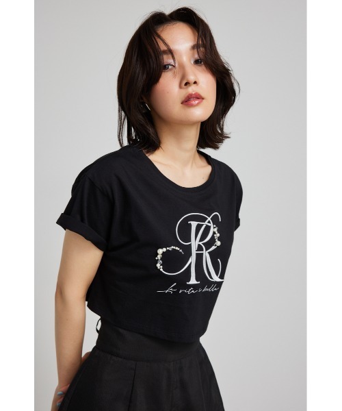 rienda（リエンダ） tシャツ ビジューRロゴTシャツ 春服 レディース 