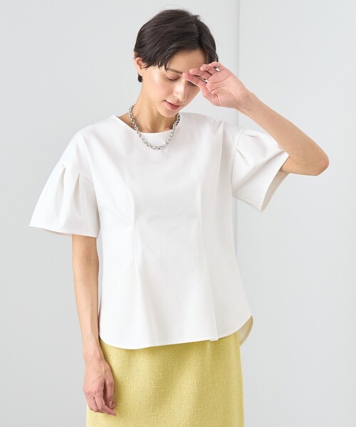 ANAYI tシャツ ストレッチポンチフレア袖プルオーバー