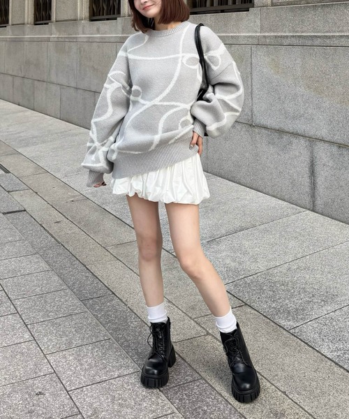 clear スカート インパン付きリボンバルーンミニスカート
