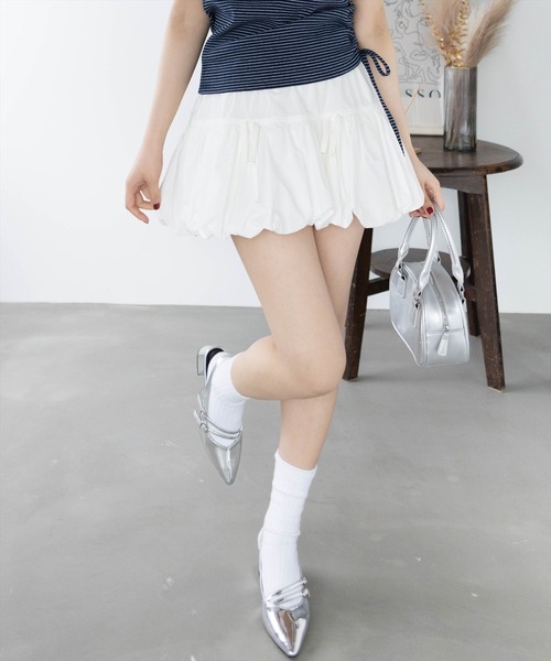 clear スカート インパン付きリボンバルーンミニスカート