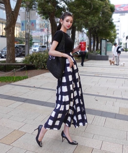 Soir,5 COCOTTE PARIS スカート レースアップギンガムフレアスカート  