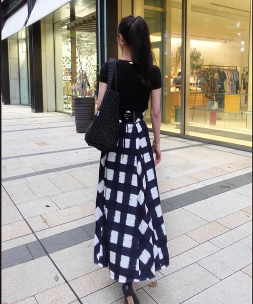 Soir,5 COCOTTE PARIS スカート レースアップギンガムフレアスカート  