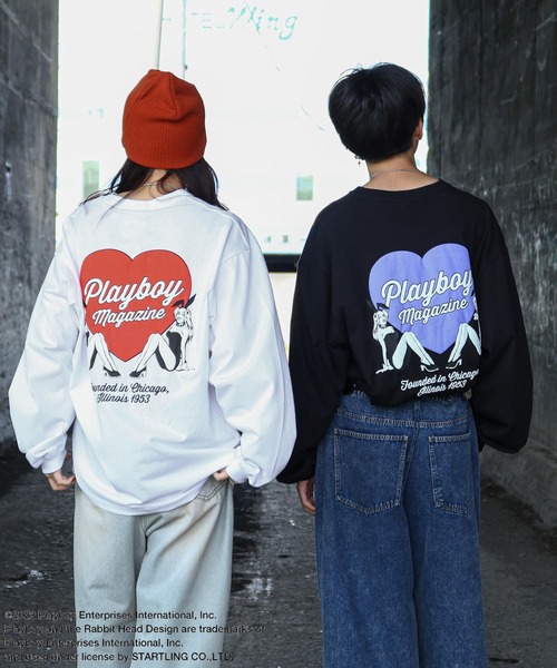 PLAYBOY tシャツ 「PLAYBOY」×「SEQUENZ」 ハートバニー バック