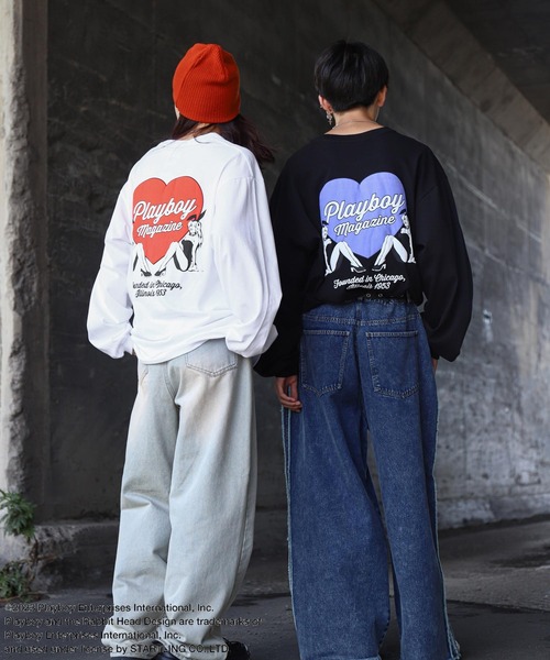 PLAYBOY tシャツ 「PLAYBOY」×「SEQUENZ」 ハートバニー バック