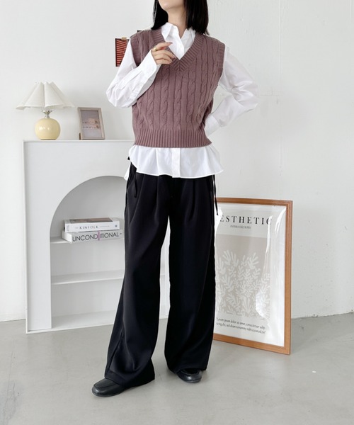 値下げ中‼️CLANE グレー ニットベスト Vネック size2 cuc904-281.jpg