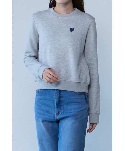 M.deux（エムドゥ） トレーナー スウェット ハート刺繍スウェット