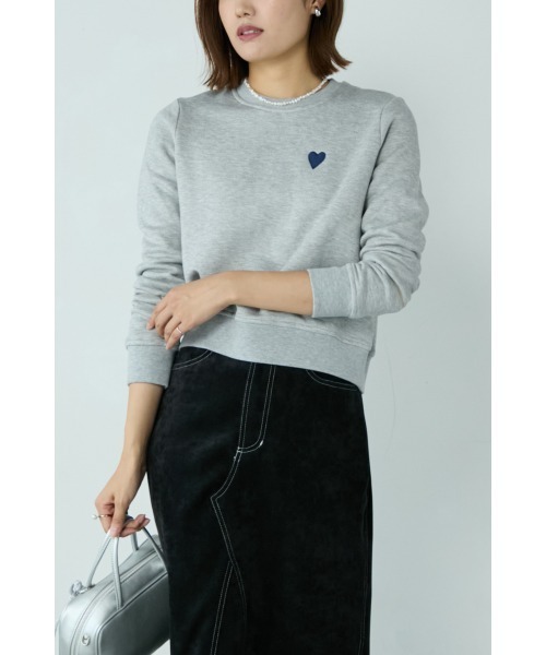 M.deux（エムドゥ） トレーナー スウェット ハート刺繍スウェット