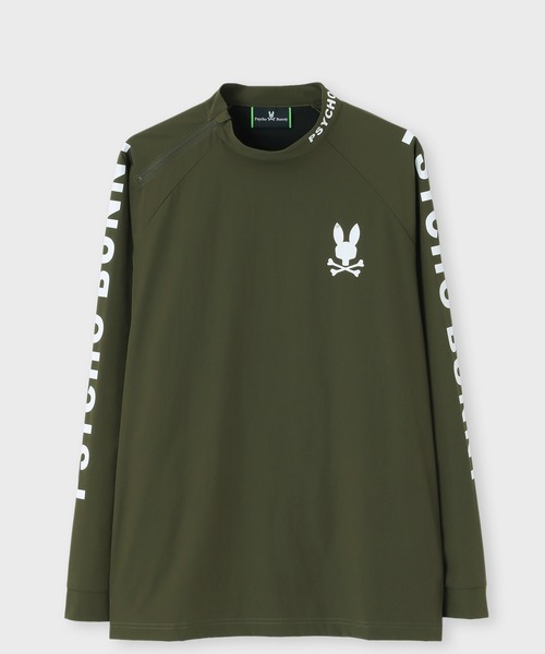 Psycho Bunny ブラックシャツ モックネック Lサイズ GOLF]スペースマスター ジャガードロゴ 半袖モックネック