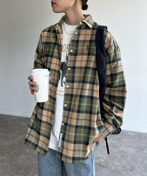 ブラウス シャツ ネルチェックシャツ レディース CPCM ブラウス シャツ ネルチェックシャツ レディース メンズ