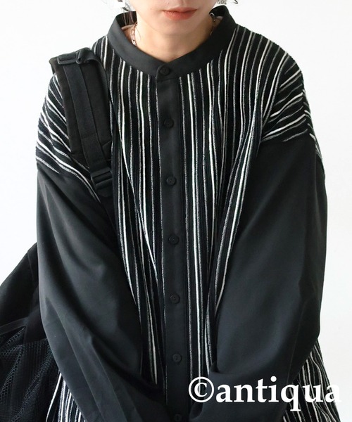 antiqua（アンティカ） ニット セーター ドッキングストライプニット