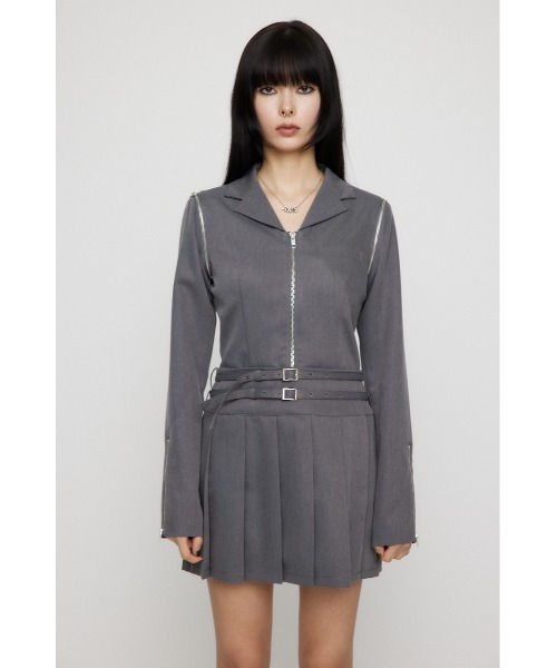 LAGUA GEM TAILOR PLEATS ワンピース グレー LAGUA GEM（ラグアジェム