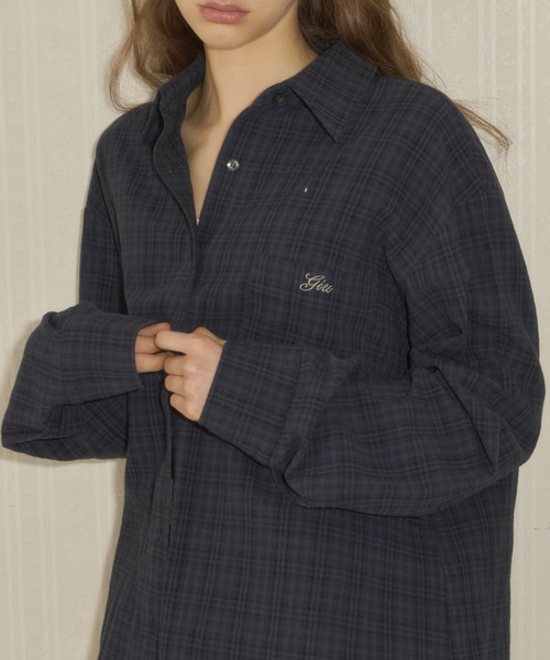 GIUNON ブラウス シャツ embroidery over check shirts / エン