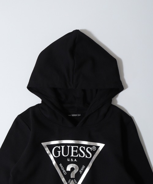 GENERATIONS×GUESSSフード付きパーカー黒　Sサイズ GUESS（ゲス） パーカー GUESS HOODED LS FLEECE_CORE パーカー キッズ