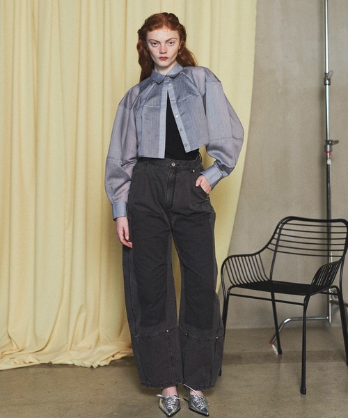 MAISON SPECIAL ブラウス シャツ Balloon Sheer Material Short