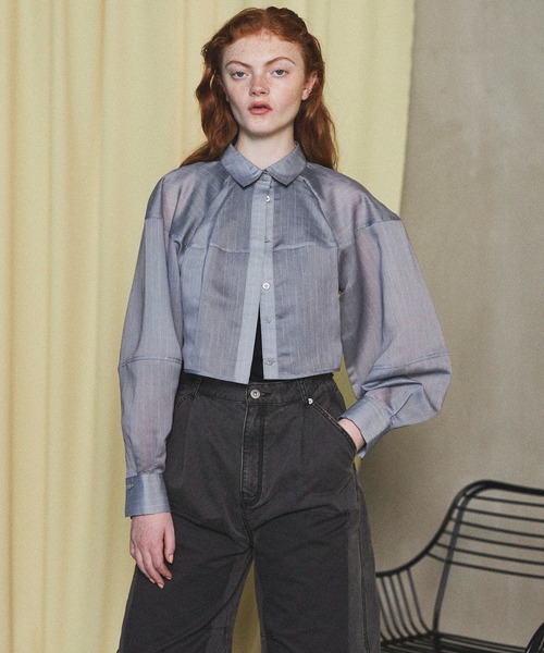 MAISON SPECIAL ブラウス シャツ Balloon Sheer Material Short