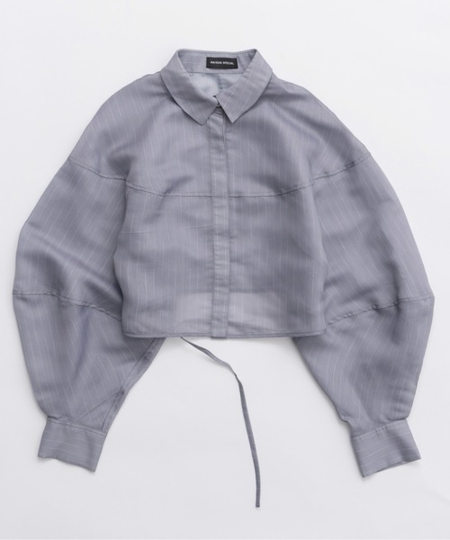 MAISON SPECIAL ブラウス シャツ Balloon Sheer Material Short
