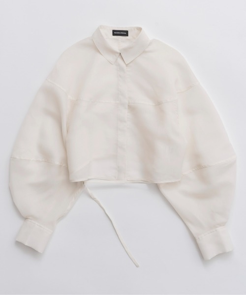 メゾンスペシャル　バルーンシアーショートシャツ Balloon Sheer Material Short Length Shirt/バルーンシアー