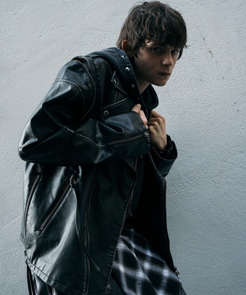 viedit ハンドブリーチ2wayライダースジャケット Hand-bleached 2-way riders jacket/ハンドブリーチ2way
