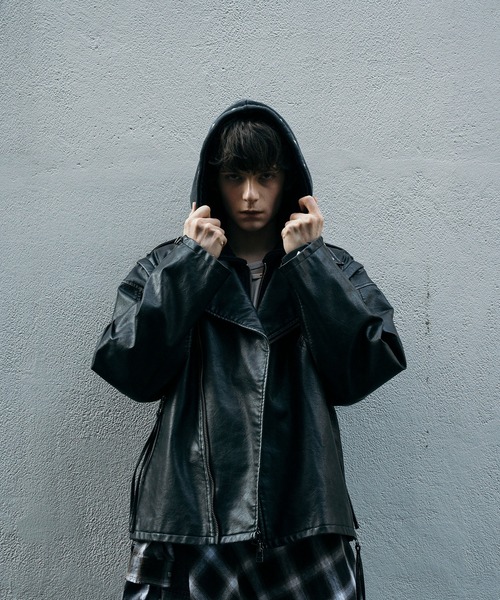 viedit ハンドブリーチ2wayライダースジャケット VI E DIT 革ジャン ライダース Hand-bleached 2-way riders