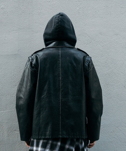 viedit ハンドブリーチ2wayライダースジャケット Hand-bleached 2-way riders jacket/ハンドブリーチ2way