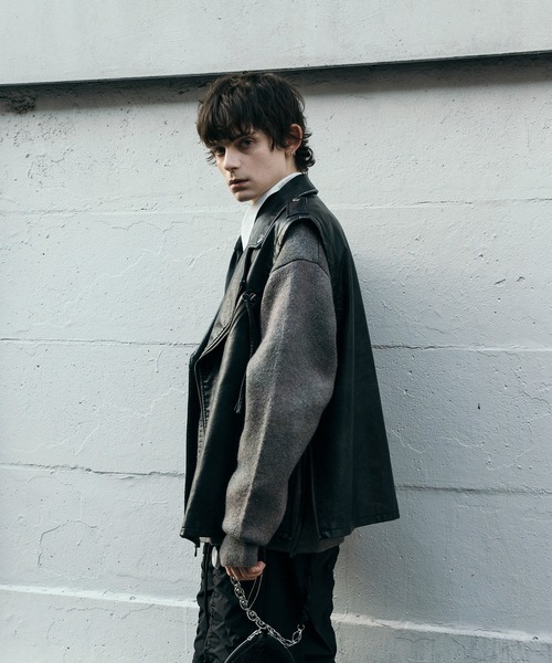 VI E DIT 革ジャン ライダース Hand-bleached 2-way riders jacket