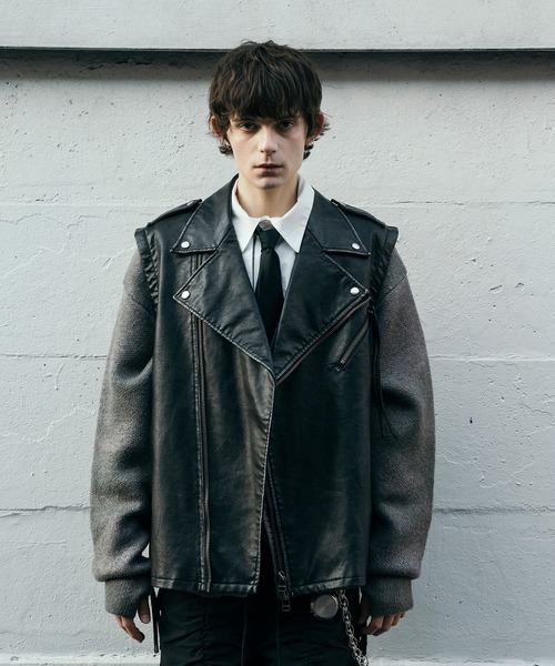VI E DIT 革ジャン ライダース Hand-bleached 2-way riders