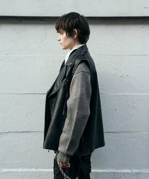 VI E DIT 革ジャン ライダース Hand-bleached 2-way riders