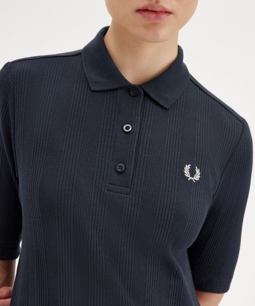 FRED PERRY ワンピース Ribbed Polo Shirt Dress／リブ