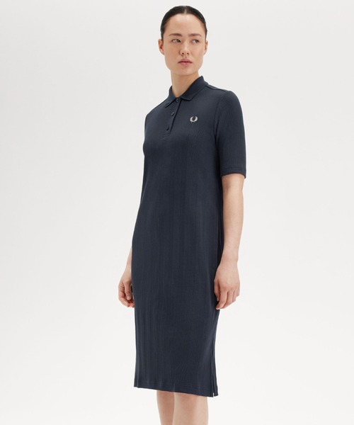 ワンピース FRED PERRY Ribbed Collar Shirt Dress FRED PERRY ワンピース Ribbed Polo Shirt Dress／リブ
