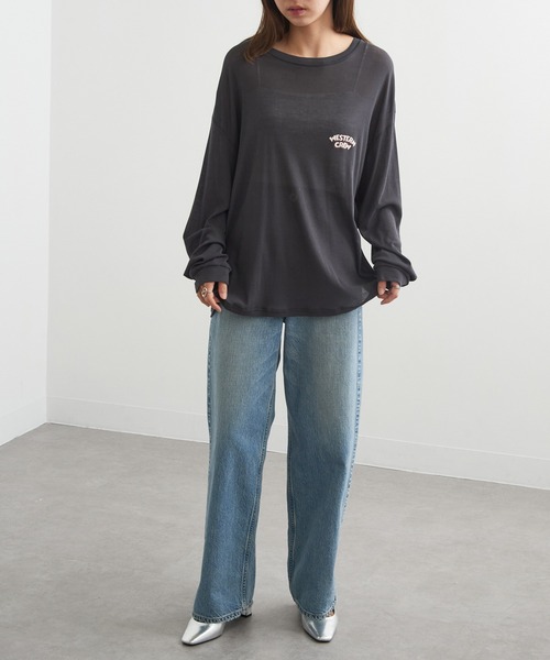 tシャツ 「St.Johns 3rd club」レタリングシアートップス ロンT レディース St.Johns 3rd club tシャツ 「St.Johns club」レタリングシアー