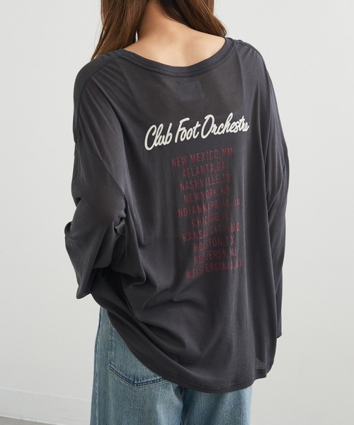tシャツ 「St.Johns 3rd club」レタリングシアートップス ロンT レディース St.Johns 3rd club tシャツ 「St.Johns club」レタリングシアー