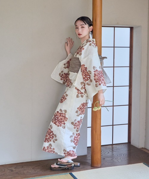 ♥️新品♥️utatane 浴衣・帯　2点セット　紫陽花 楽天市場】【utatane 綿麻 高級変わり織 浴衣3点セット 先染め