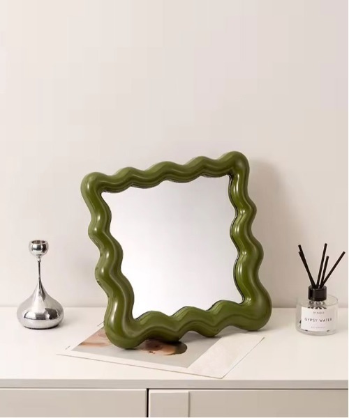 鏡 「 ammy. / エイミードット 」 うねうね カラーフレーム 卓上