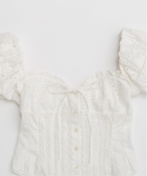 maison special ホワイト パフスリーブ ブラウス MAISON SPECIAL ブラウス シャツ 2way Cotton Puff Sleeve