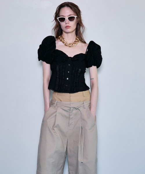 MAISON SPECIAL ブラウス シャツ 2way Cotton Puff Sleeve
