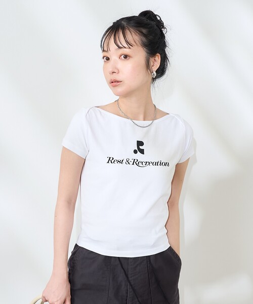 tシャツ Rest＆Recreation/レスト＆レクリエーション LOGO LIP NECK T-SHIRT/ロゴリップネックTシャツ レディース