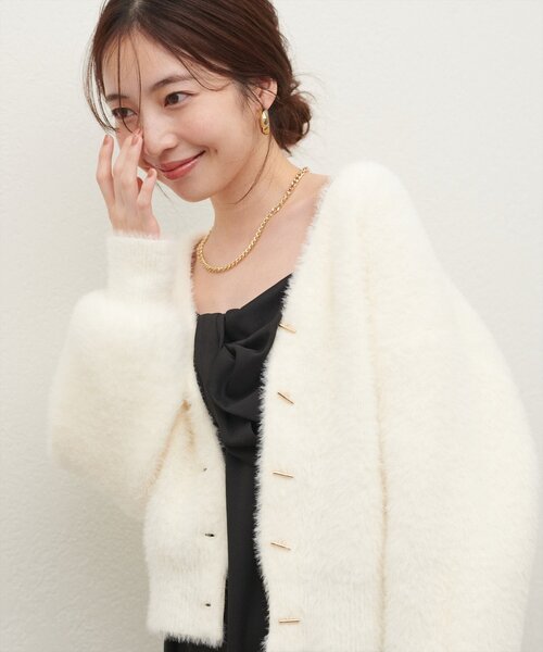 「natural couture」 ニットカーディガン FREE パープル レディース_画像3