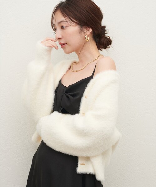 「natural couture」 ニットカーディガン FREE パープル レディース_画像5