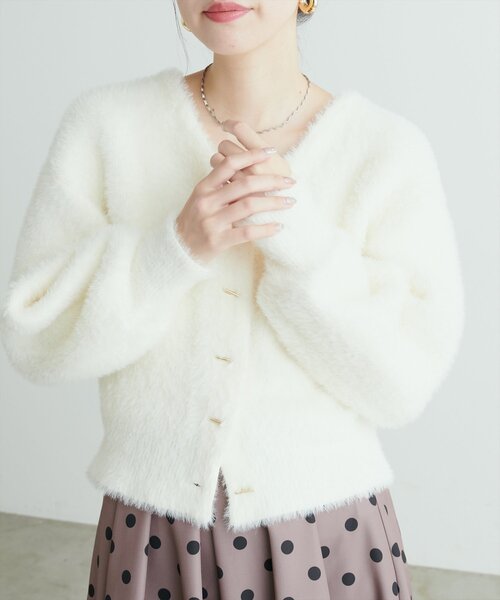 「natural couture」 ニットカーディガン FREE パープル レディース_画像7