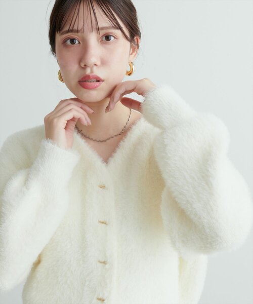 「natural couture」 ニットカーディガン FREE パープル レディース_画像8