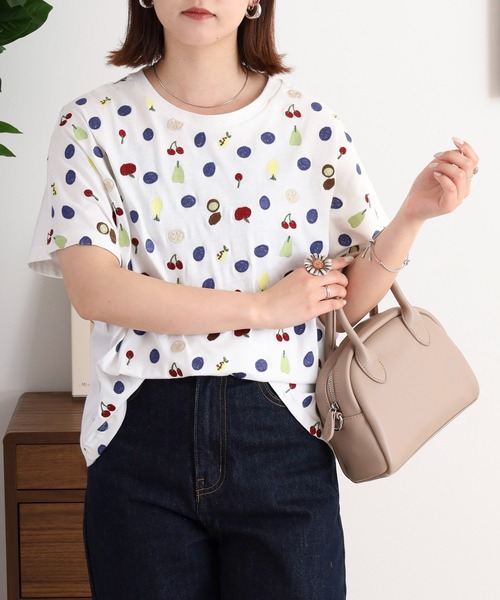 tシャツ EMAGO フルーツ刺繍ドルマンＴシャツ レディース