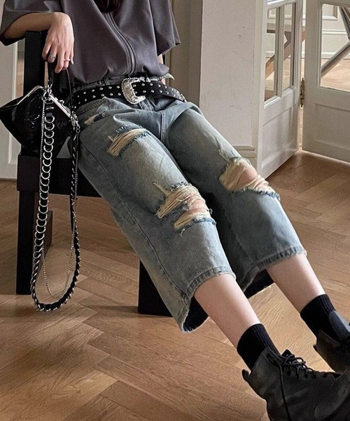 HALEY PESCA ワイドパンツ ハーフパンツ ジーンズ デニム デニムパンツ