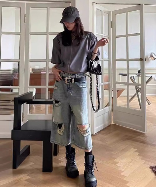 HALEY PESCA ワイドパンツ ハーフパンツ ジーンズ デニム デニムパンツ