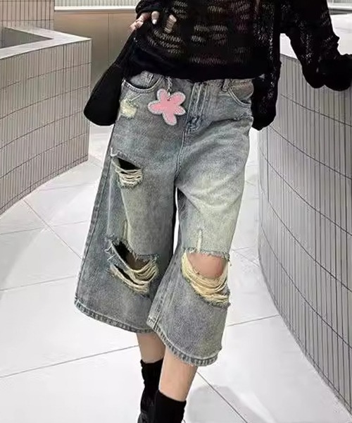 HALEY PESCA ワイドパンツ ハーフパンツ ジーンズ デニム デニムパンツ