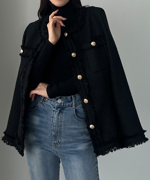 Louere（ルエレ） ジャケット ノーカラージャケット ウエストシェイプ